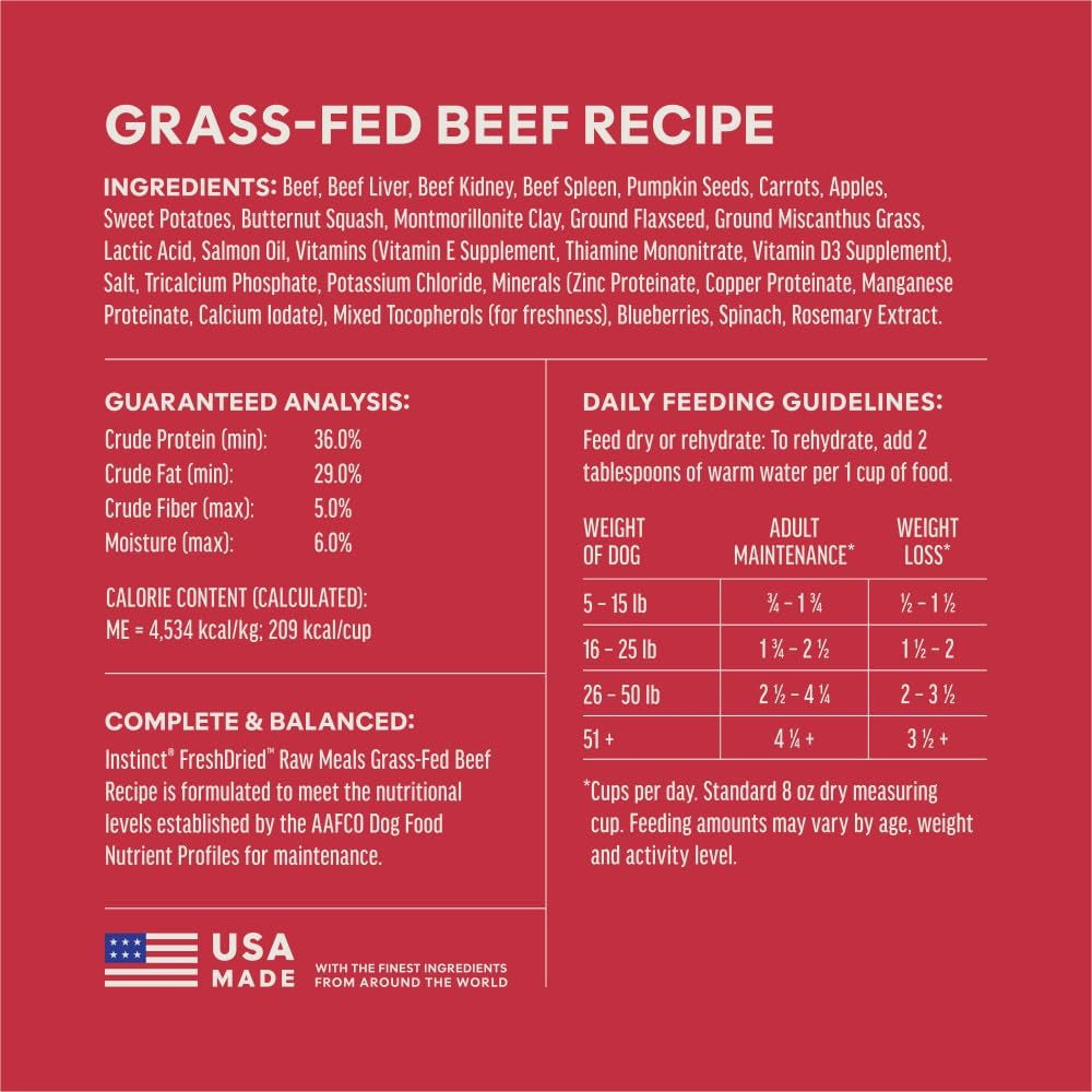 Instinct Freeze-Dried Meals, Freshdried Bites, Natural Dog Food, Grain-Free - Grass-Fed Beef, 25 Oz. Bag