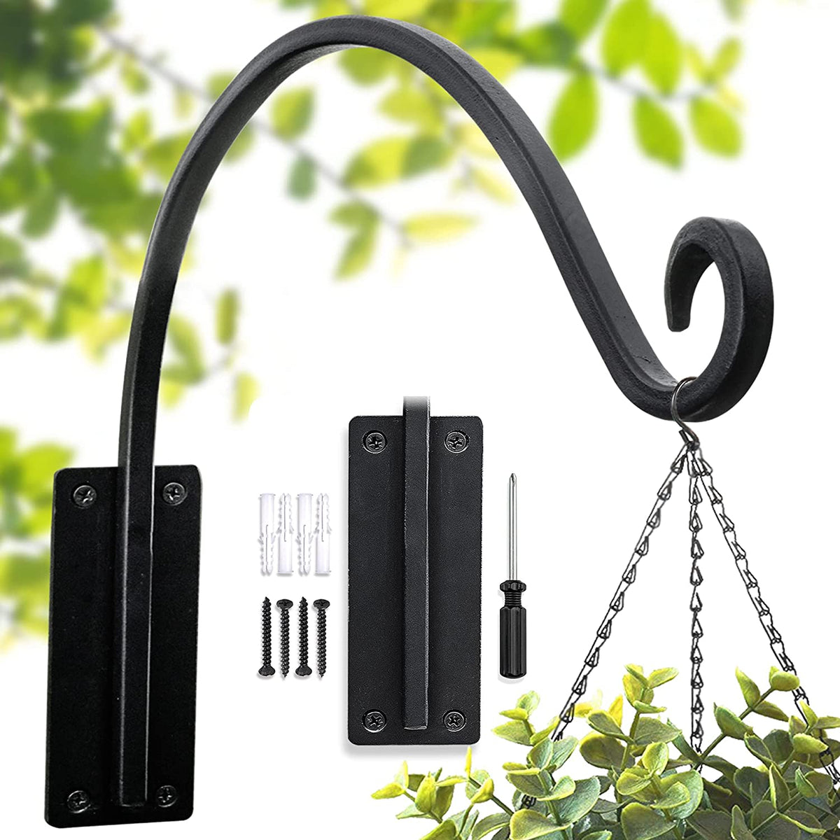Lifyzoon Heavy Duty Plant Hanger Bracket: 16 Inch 80 Lbs Outdoor Hook