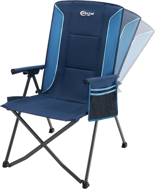 Portal Reclining Camping Chair High Back, 3-Position Hard Armrests, 350 Lbs