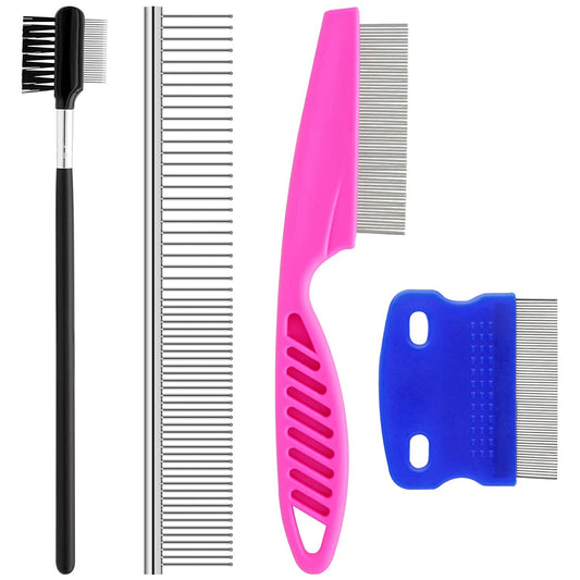 GUBCUB Pets Grooming Comb Kit for Small Dogs Puppies for Tear Stain Remover, 2-In-1 with round Teeth to Remove Knots Crust Mucus
