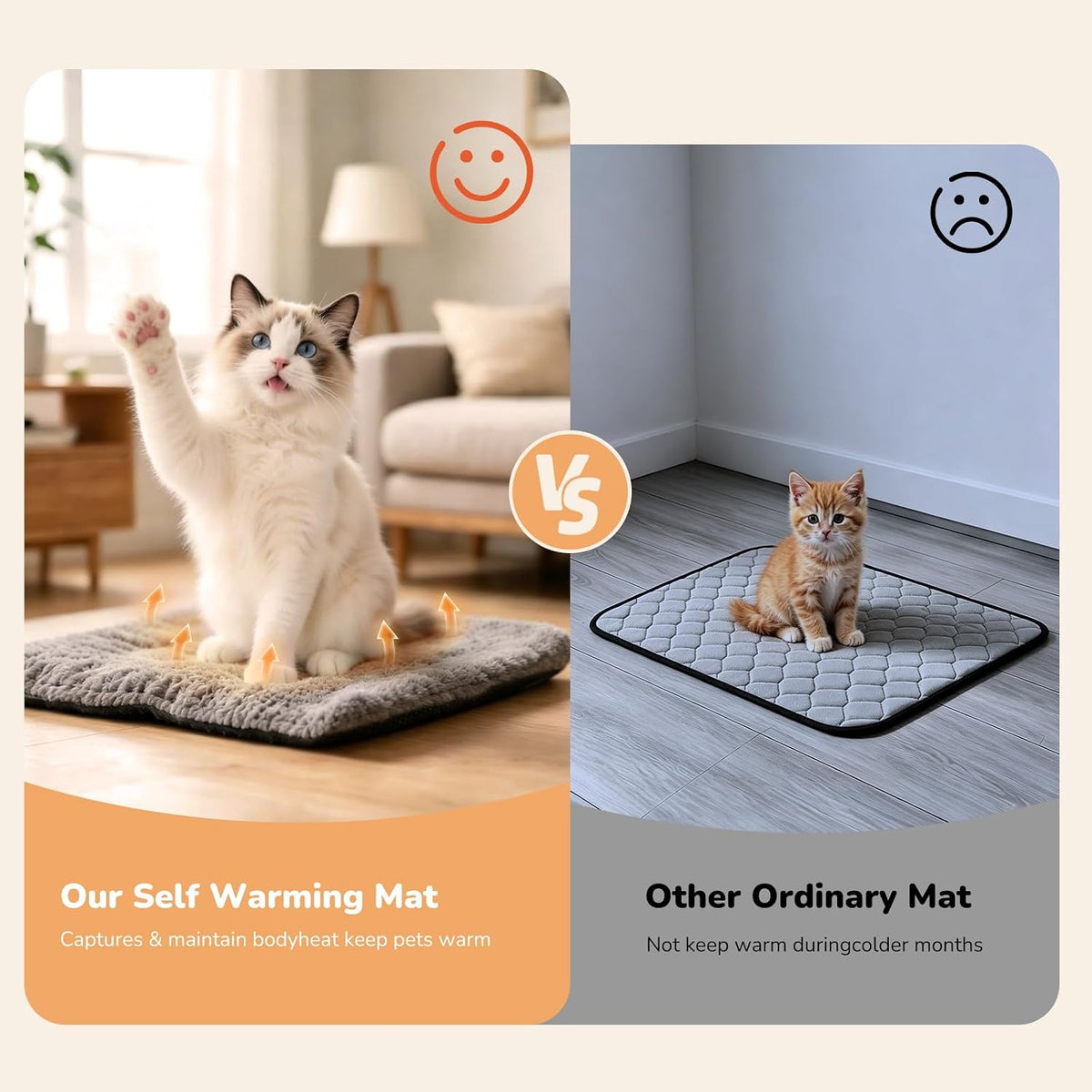 Mufico Self Warming Cat Bed Mats, Black, 19.6"X 15.7"