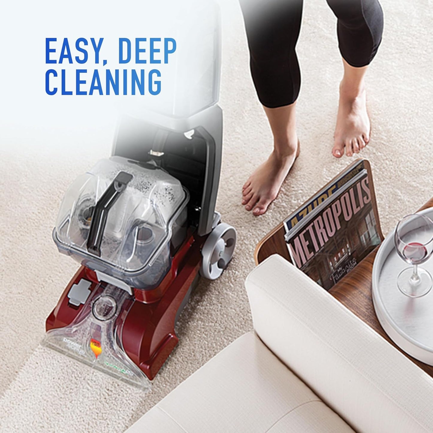 Hoover Powerscrub Deluxe Carpet Cleaner Machine, Deep Cleaning Carpet Shampooer Machine, Spinscrub Brushes, Heatforce Drying, Pet & Upholstery Tools, Pair with Hoover Carpet Cleaner Solution