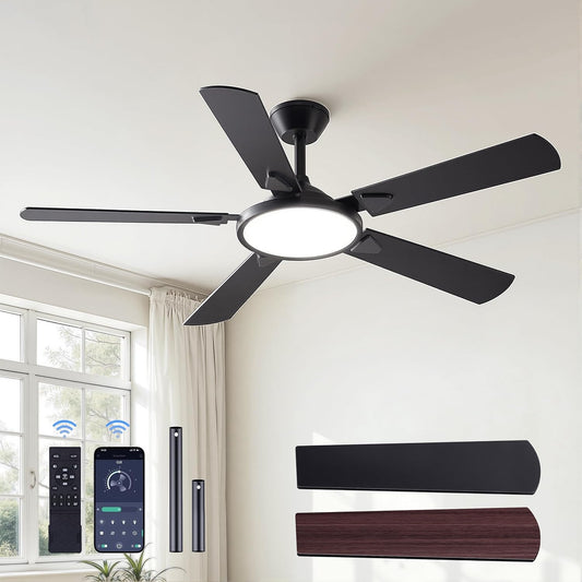 OJX 52 Inch Ceiling Fans with Lights and Remote/App Control