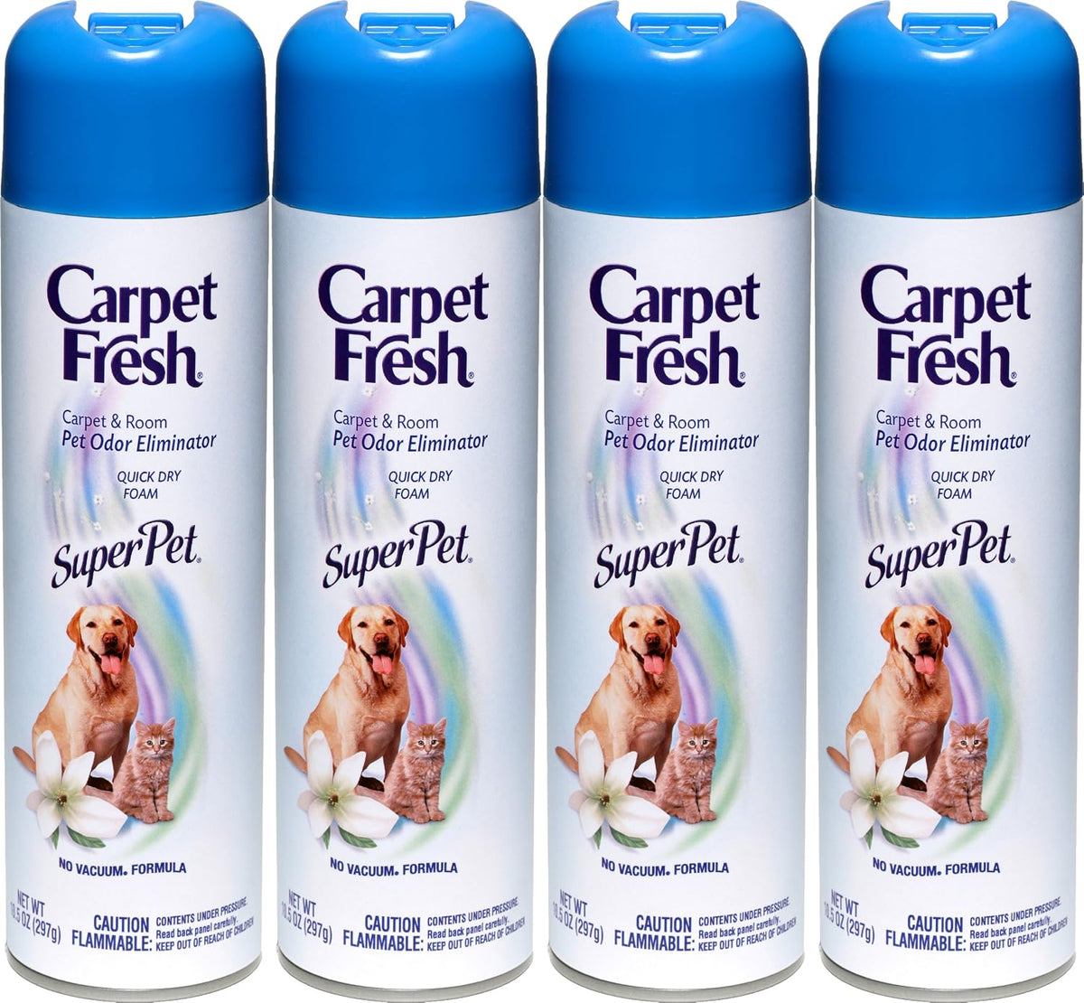 Carpet Fresh 280129 No-Vacuum Aerosol Foam Carpet Odor Eliminator, 10.5 Oz. Super Pet (Pack of 4)