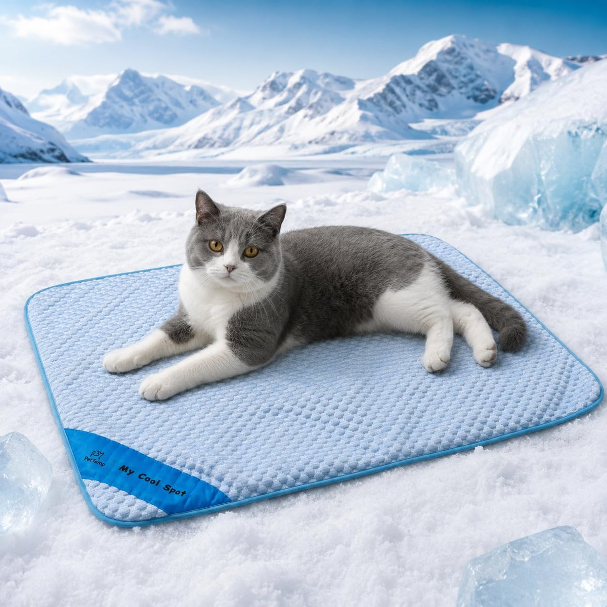 Pet Cooling Mat for Dogs & Cats – Ice-Silk Breathable Washable Foldable Cooling Blanket, Durable Portable Non-Slip Dog Bed for Crate, Kennel, Car & Outdoor Use, Blue 19.7 X 15.7In Small