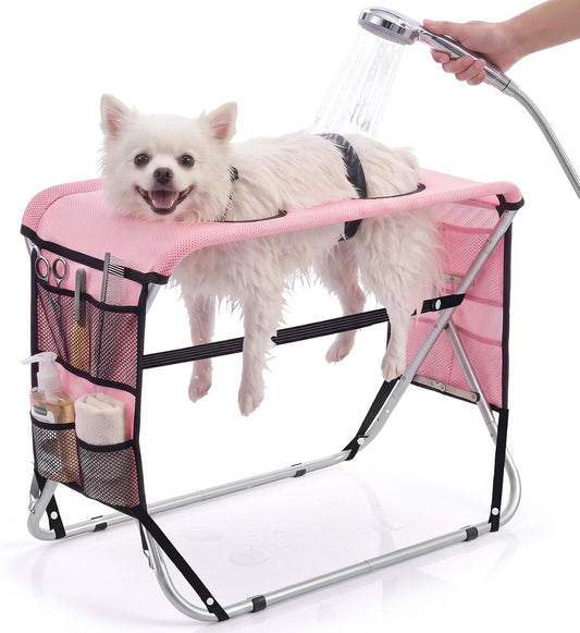 Pet Grooming Hammock for Dogs, Stainless Steel Foldable Support for Elderly Dogs & Cats under 30Lbs, Nail Trimming, Grooming Hammock for Nail Trimming, Bathing and Care