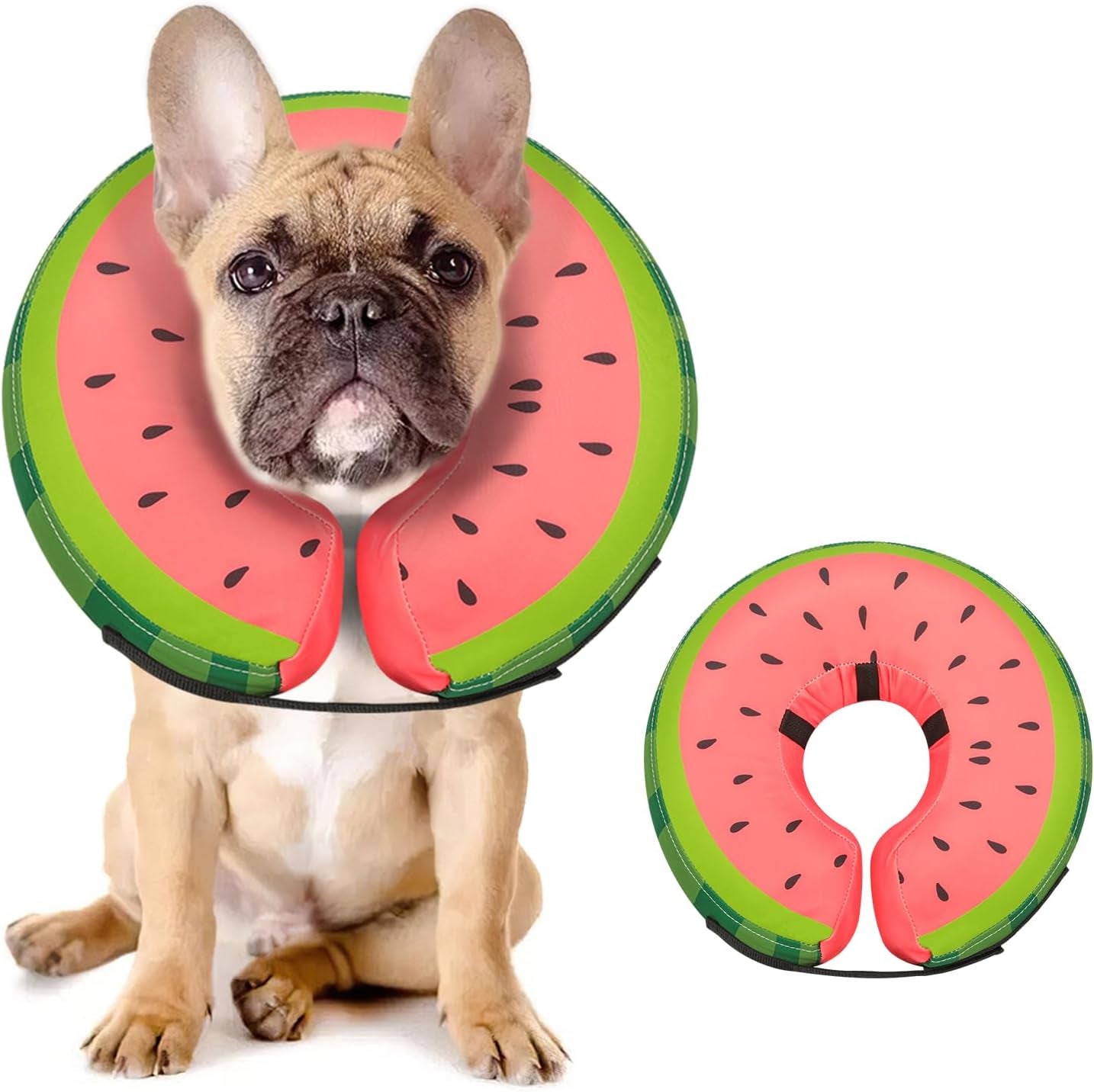 MIDOG Soft Inflatable Dog Cone, Donut E-Collar Alternative for after Surgery, Prevents Licking, Allowing Normal Eating & Vision, Comfortable Recovery Collar for Small Medium Large Dogs & Cats, Red-M