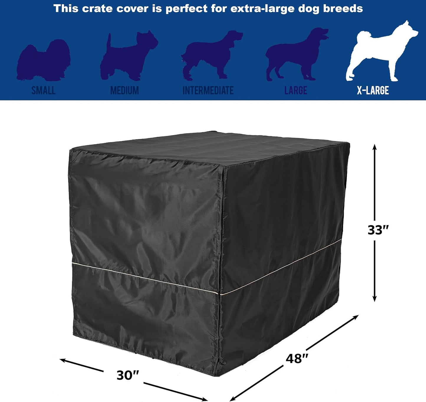 Midwest Homes for Pets XL Dog Crate Cover, Black Polyester Privacy Kennel Cover Fits Most 48-Inch Crates, Machine Washable, Reduces Barking & Chewing