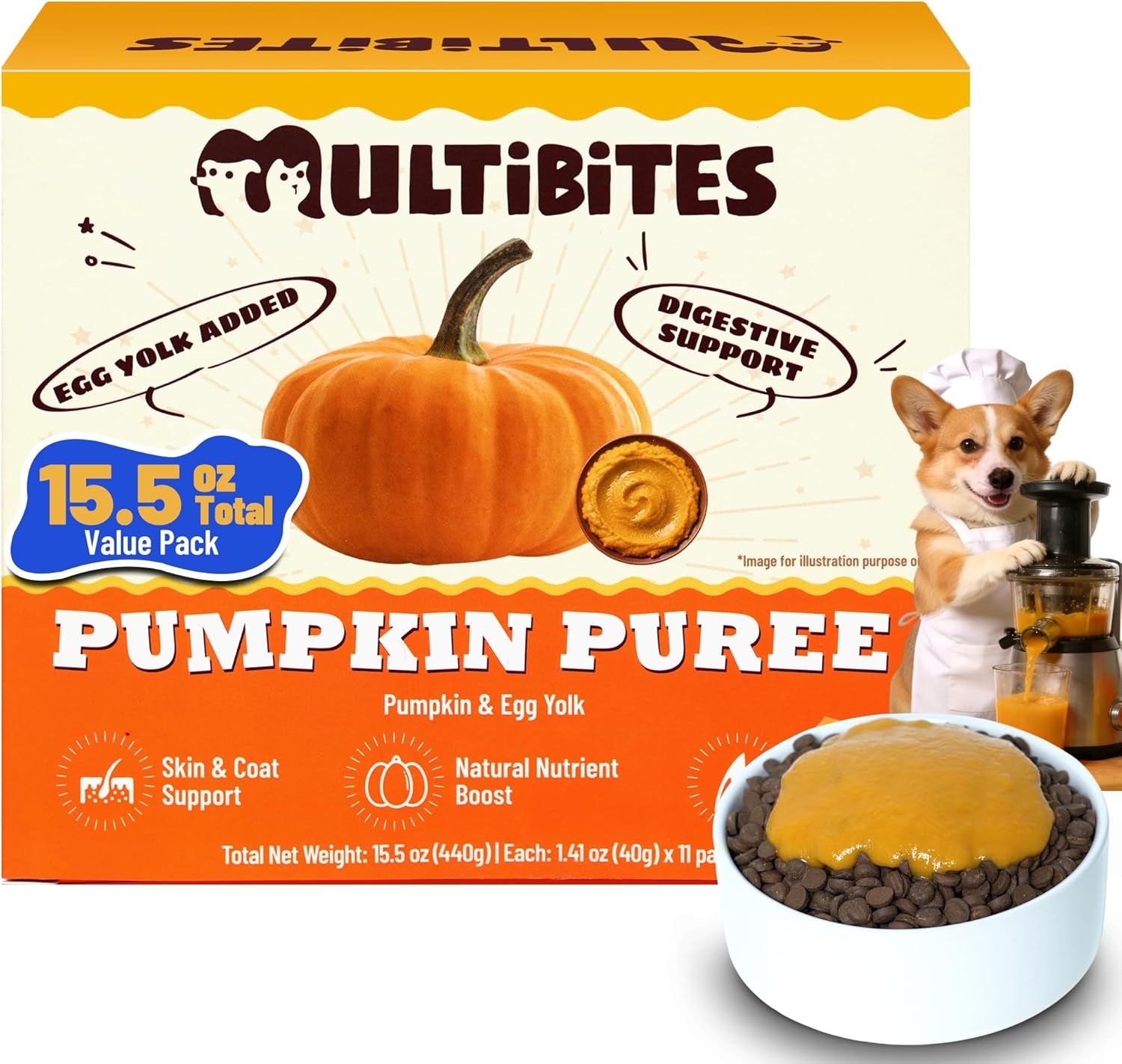 15.5Oz Premium Pumpkin Puree for Cats & Dogs - Digestive Health,Sensitive Stomach for Soft Cat Treats - Natural Fiber Supplement for Dog Food Toppers,Kittens,Puppy Snacks