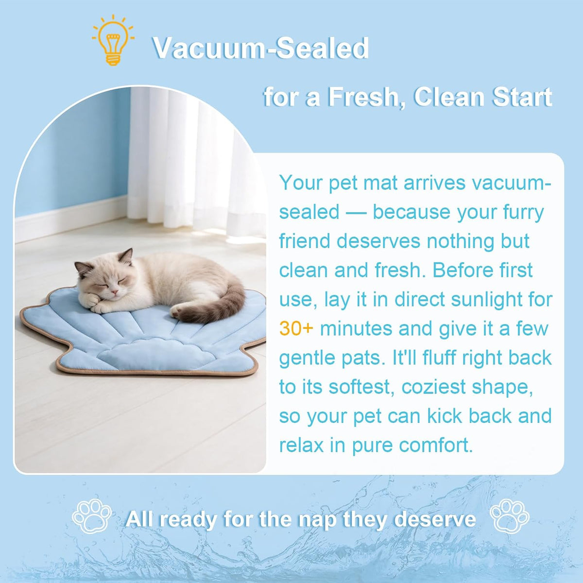 27" X 20" Sea Shell Cat Cooling Mat, Ocean Pet Cooling Mat Blanket for Indoor Cats, Coastal Washable Pet Pad for Couches Bed, Floor, Sofa 1 Pack (Blue & Beige)