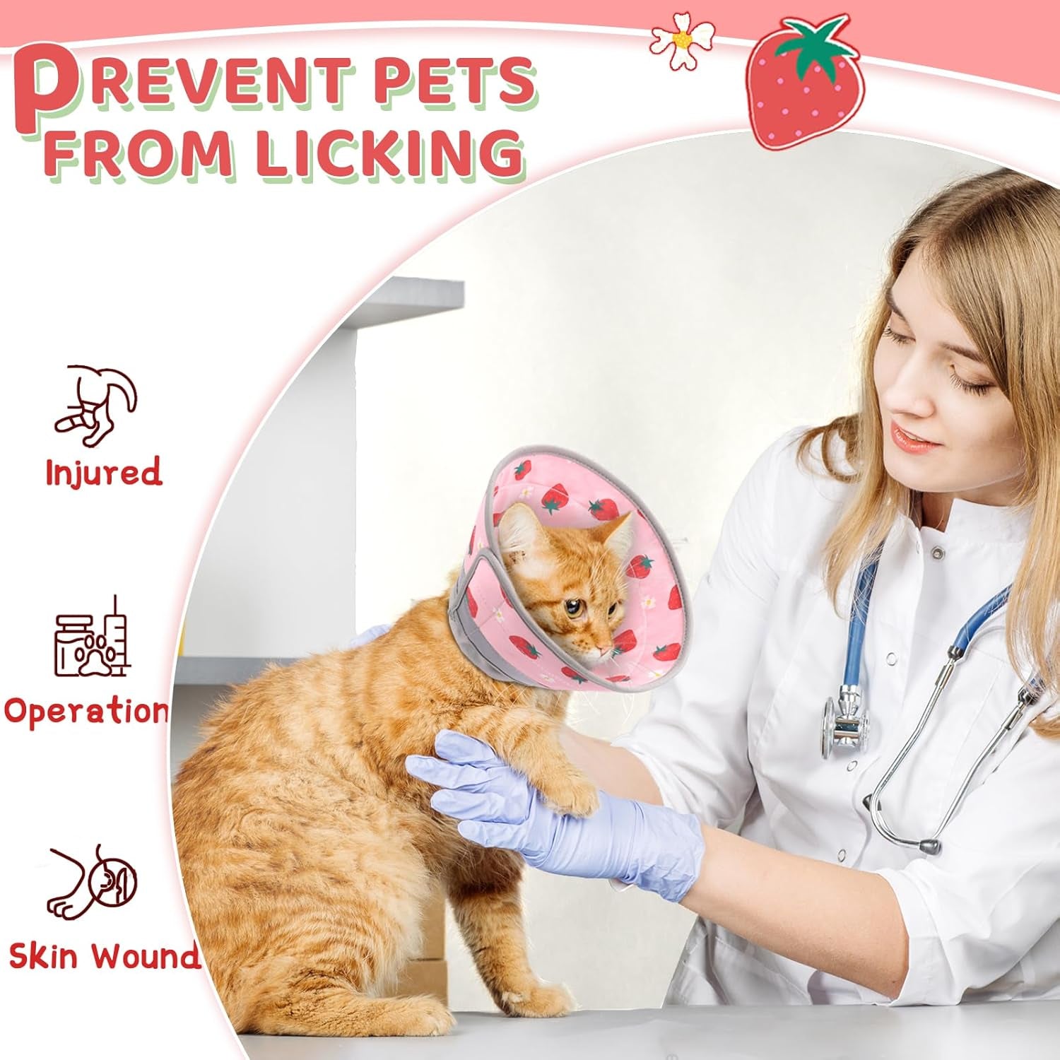 Cat Cone Collar Soft to Stop Licking, Adjustable, Foldable Lightweight Kitten Cones after Surgery Recovery for Cats & Kittens, Cat Cone Alternative, Easy Eating (Pink, S)