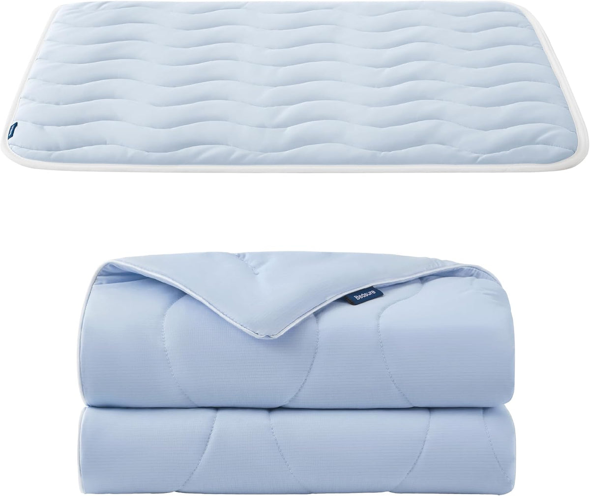 Bedsure Cooling Mat(35X23) & Blanket (30X40) for Dogs, Blue