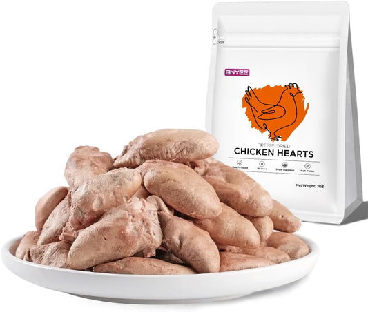 7 OZ Freeze Dried Chicken Hearts Training Treats for Dogs & Cats