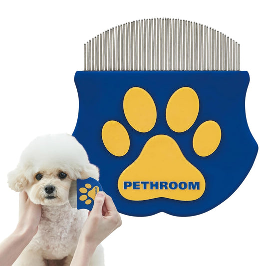 PETHROOM Professional Eye Comb for Pets, Stainless Steel Tear Stain Remover | Gentle Round-Head Grooming Tool for Cats & Dogs, Compact & Portable for Eye Gunk Removal