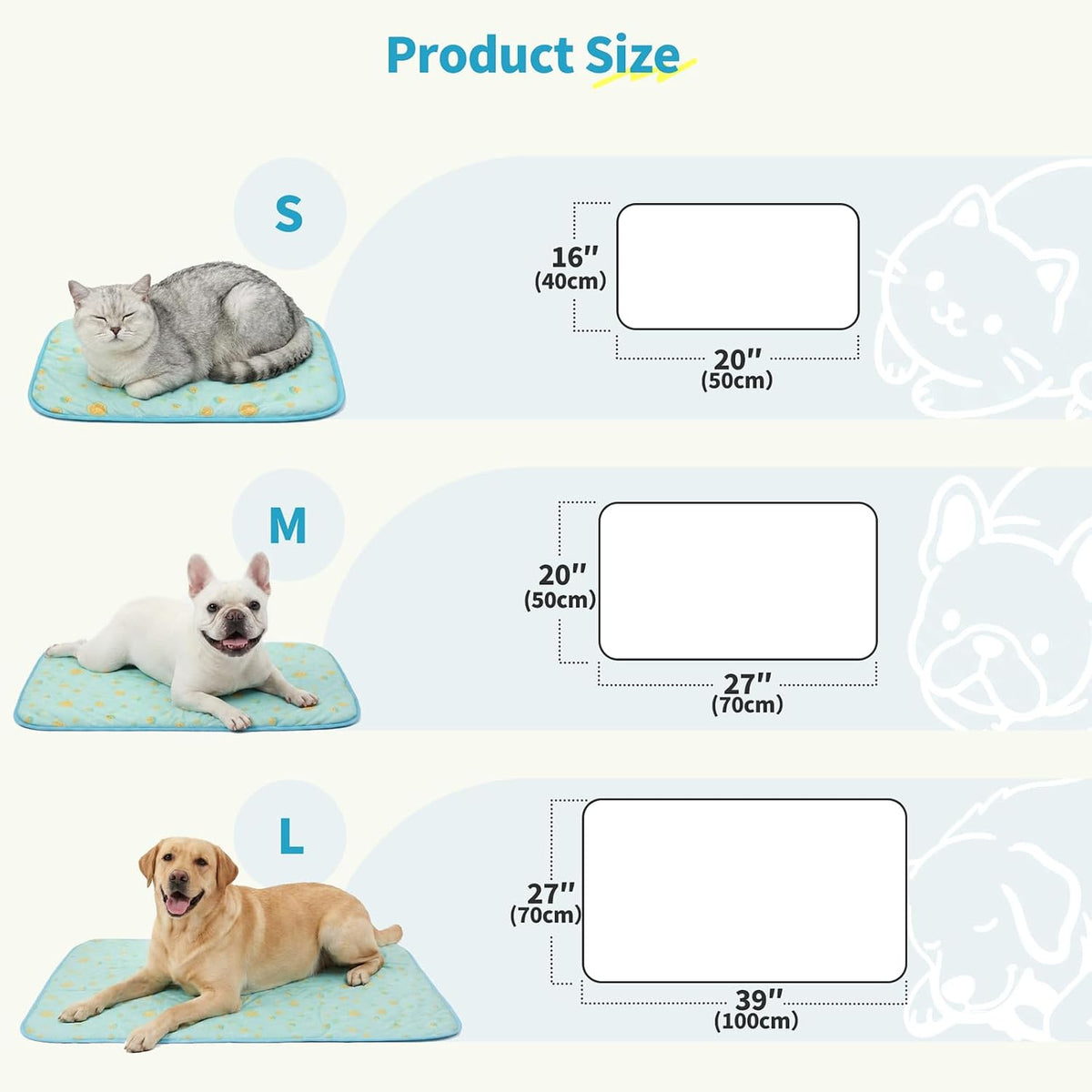 NWK Pet Cooling Mat Q-Max>0.345 Fabric for Dogs & Cats (Green Fruit Medium)