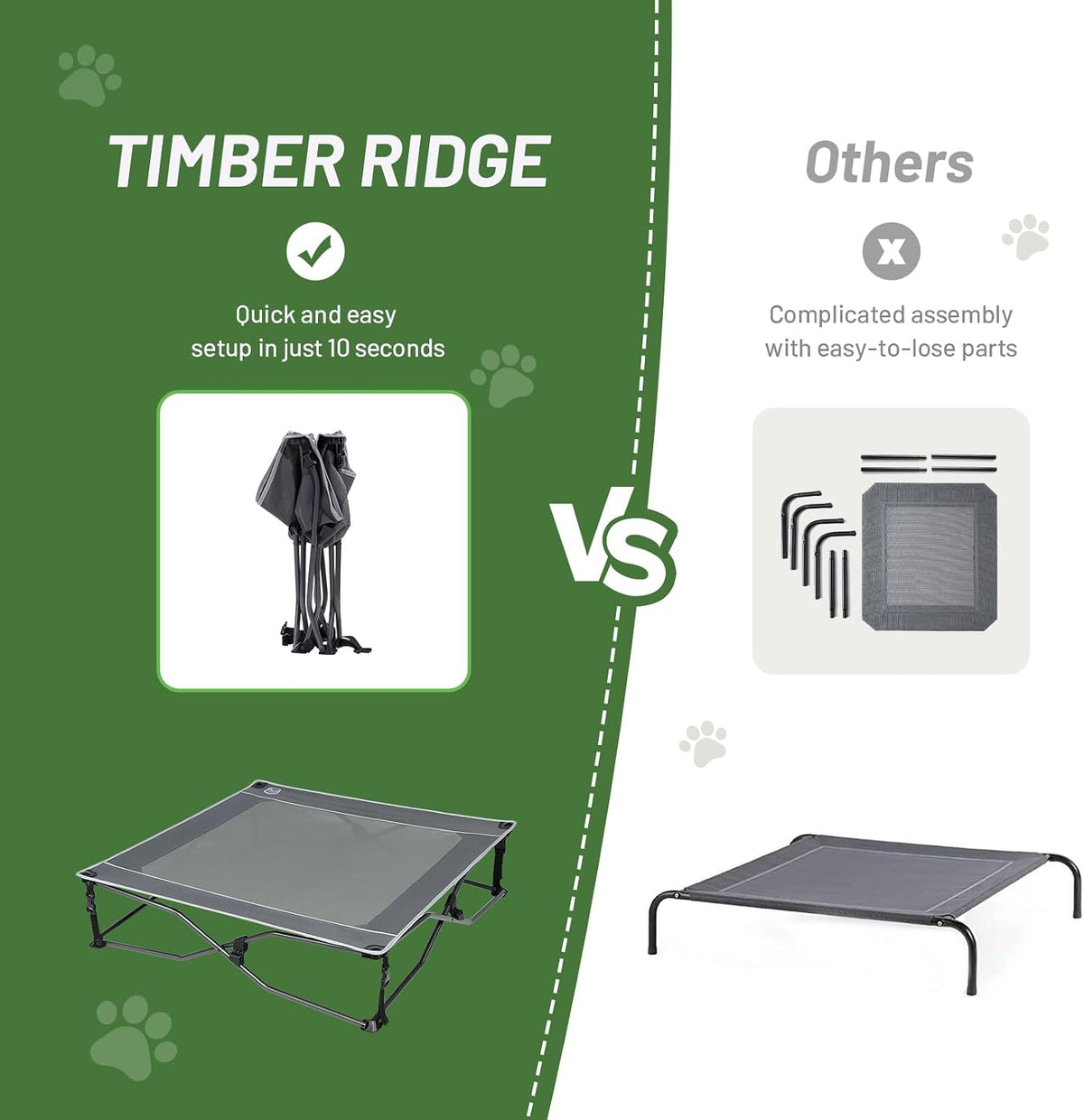 TIMBER RIDGE Outdoor Dog Bed, Cooling Elevated Pet Bed Portable Raised Dog Bed with Breathable Mesh, Dog Bed Foldable Dog Cot for Indoor & Outside, Grey