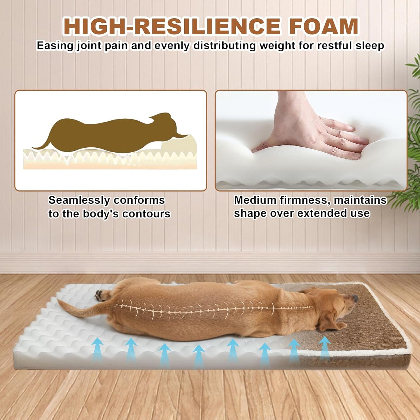 Heated Dog Bed for Large Dogs 40X27 Inches, Indoor Dog Couch Heated Pet Bed, Soft & Cozy Pet Warming Sofa with Temperature and Time Adjustable Themostat, Removable Cotton Sleeve