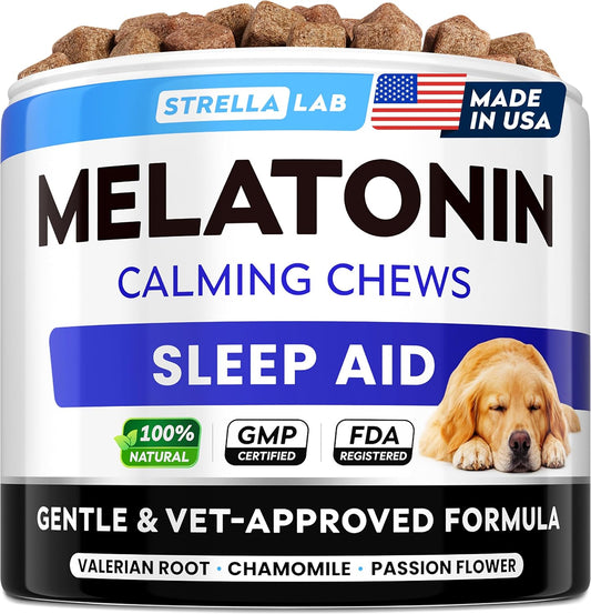 STRELLALAB Melatonin for Dogs 6Mg - Calming Sleep Aid Treats Anxiety Relief