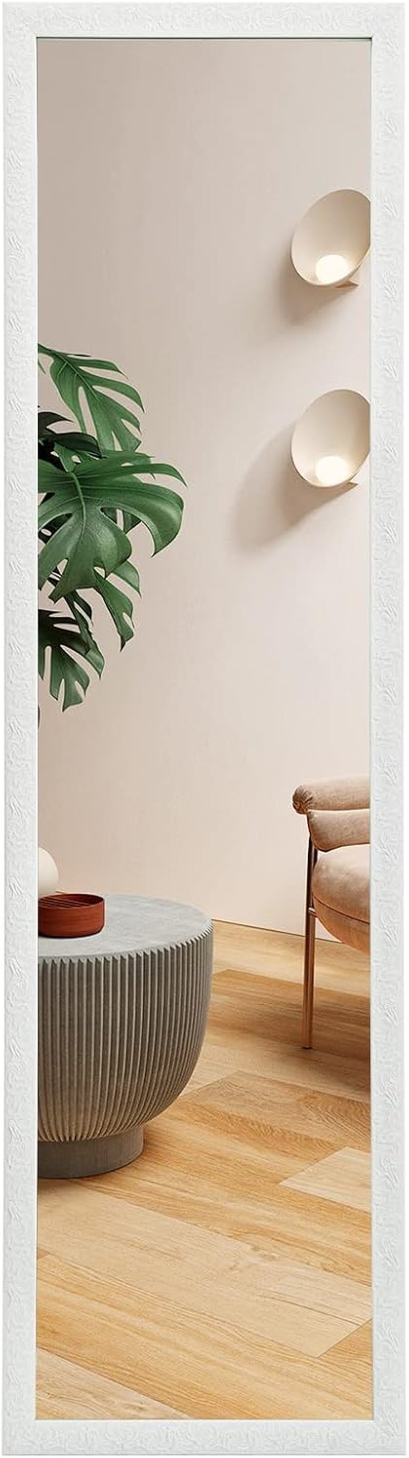 LFT HUIMEI2Y Door Mirror Full Length, Wall-Mounted Mirror White 50" X14"