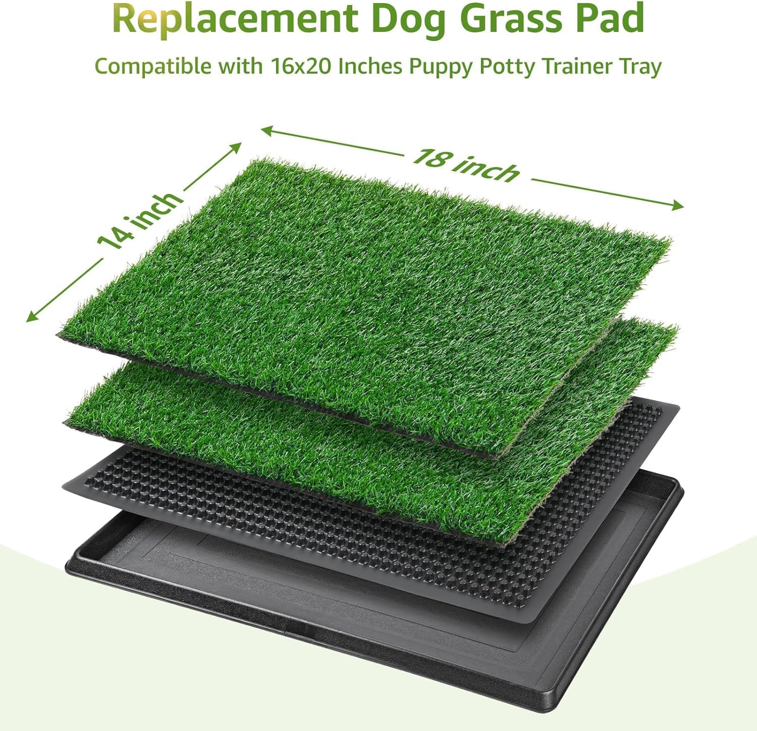 LOOBANI Dog Grass Pee Pads, Artificial Dog Grass Pads for Potty Tray, Fake Grass for Dogs to Pee On, Outdoor Indoor Pee Grass for Dog Potty(14*18 Inch)