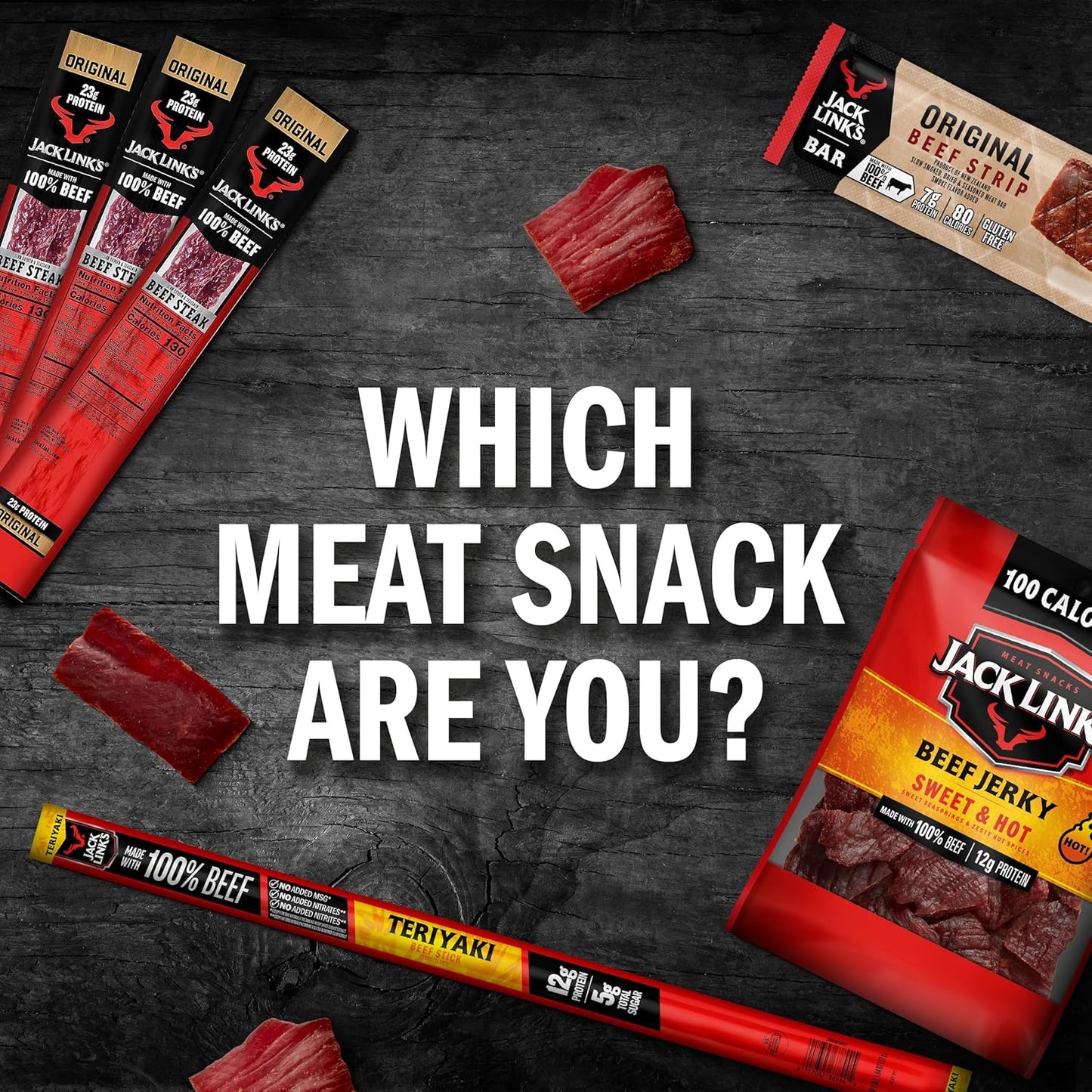 Jack Link'S Original Beef Jerky Sticks - Made with 100% Real Beef - Ready to Eat Real Meat Protein Snacks - 5G Protein per Serving - 0.92 Oz Meat Stick