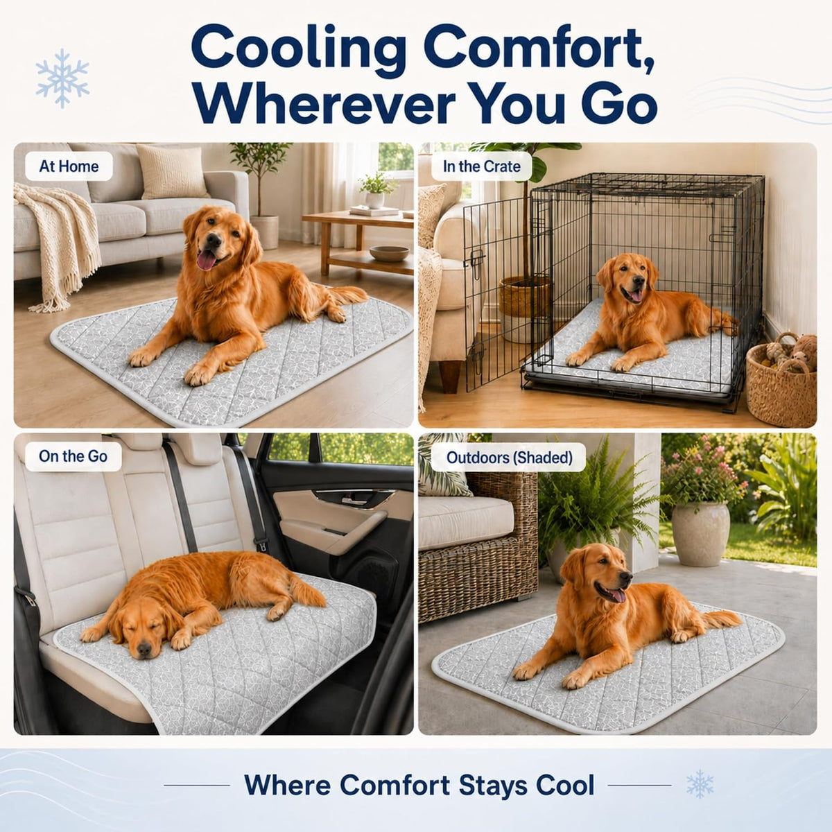 Cooling Mat for Dogs XL – Q-Max>0.5, Color-Changing Pad, 44"X32"