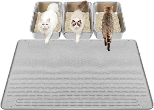 40"X28" Cat Litter Mat Lanstics Cat Mat for Litter Box Grey