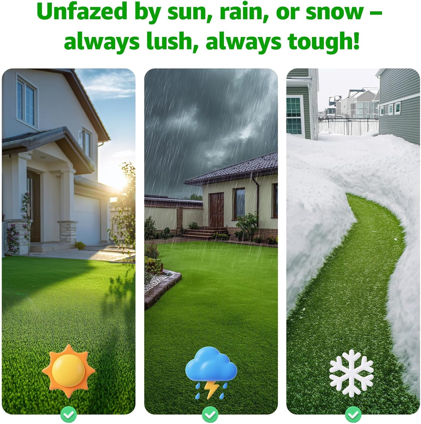 Artificial Turf Grass Outdoor Indoor 3Ft X 5Ft, Fake Grass Synthetic Realistic Turf Rug Carpet with Drainage Holes for Garden Lawn Landscape Balcony Patio Decoration, Pet Friendly Grass Mat