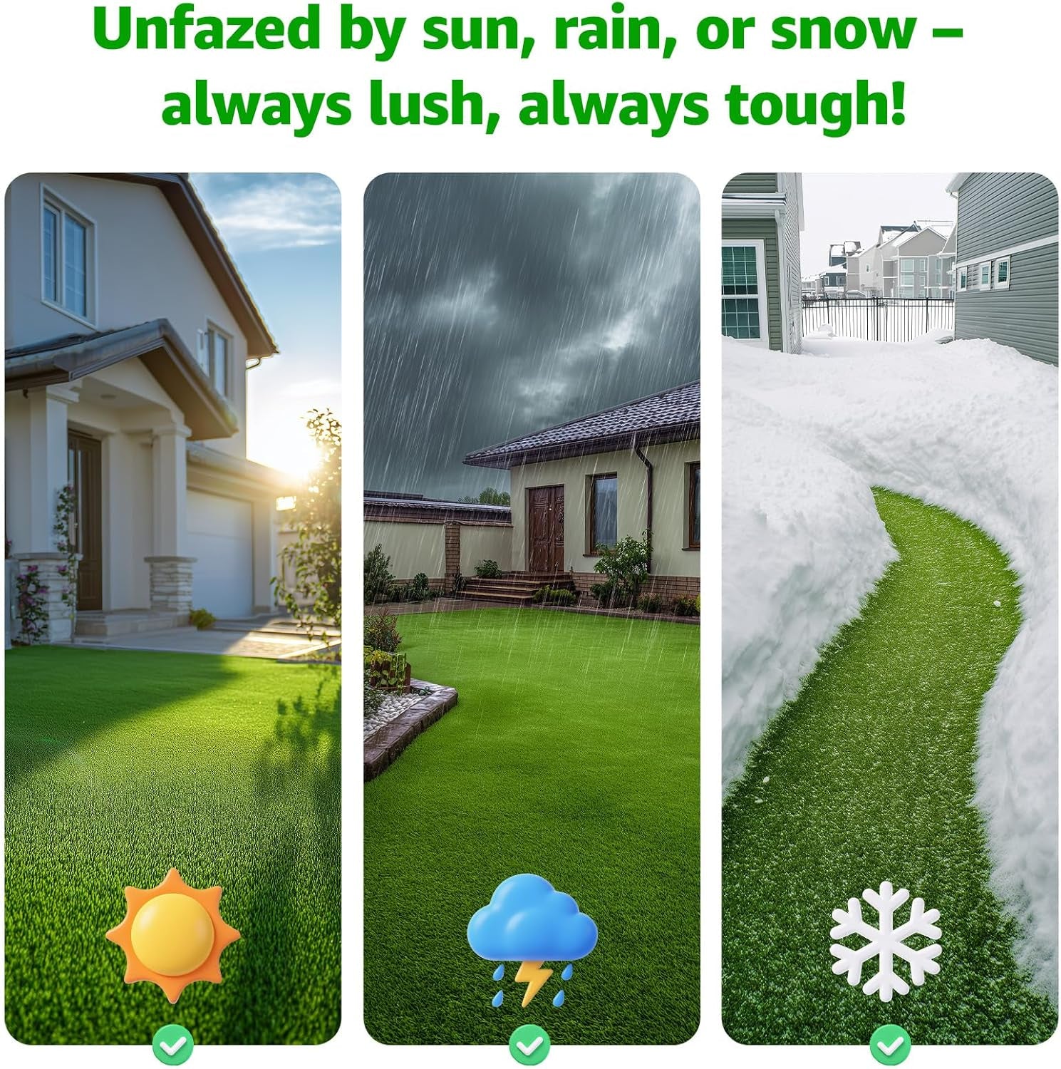 Artificial Turf Grass Outdoor Indoor 3Ft X 5Ft, Fake Grass Synthetic Realistic Turf Rug Carpet with Drainage Holes for Garden Lawn Landscape Balcony Patio Decoration, Pet Friendly Grass Mat