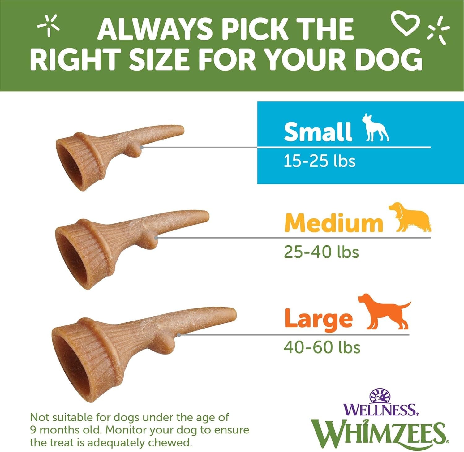 Wellness WHIMZEES Antler Occupy Natural Dog Dental Treat, Chews, Freshens Breath, Small Size, 12.7 Oz Bag, 24 Count