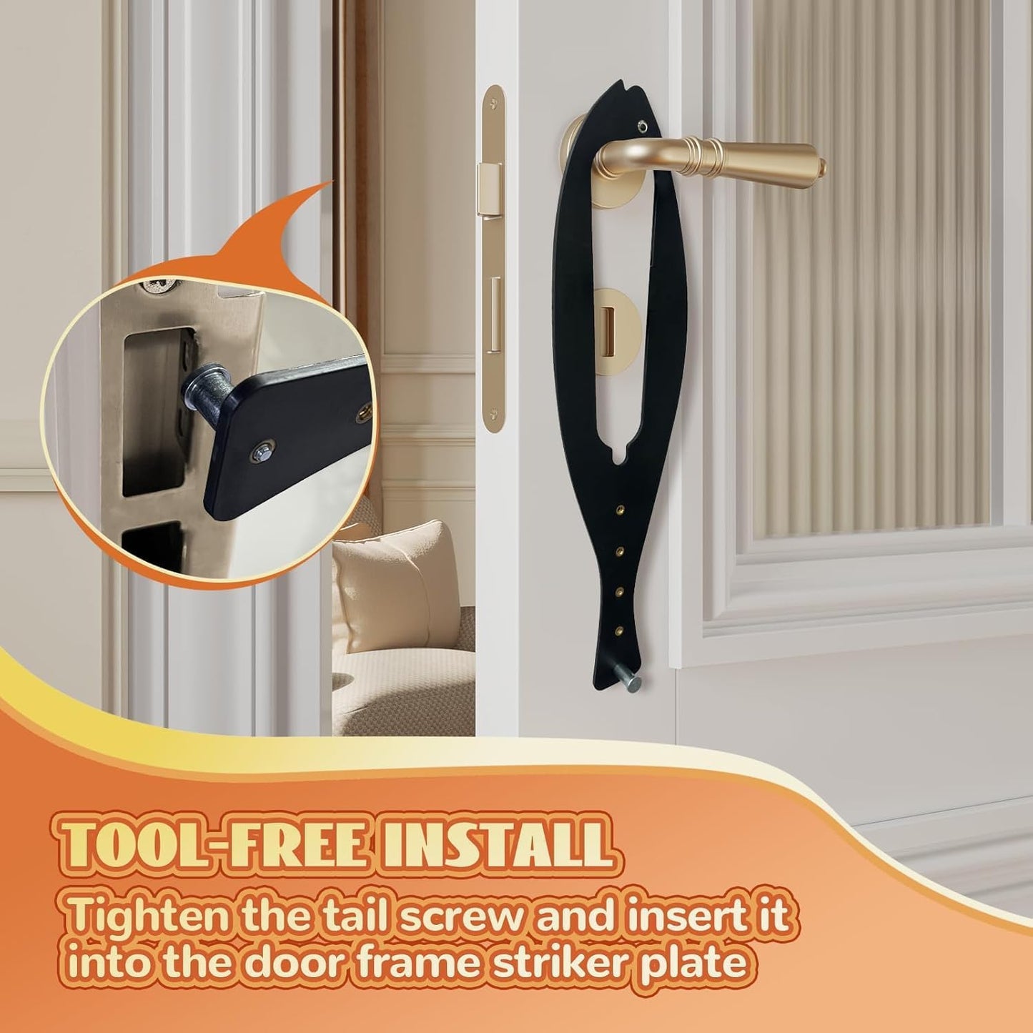 TGIOW Cat Door Latch, 2 Pcs Cat Door Stopper Pet Door Latch to Keep Dog Out of Litter Box and Food, Door Prop for Cat with 5 Adjustable Size Strap 2.5-6" Wide, No Measuring, Easy to Install, Black