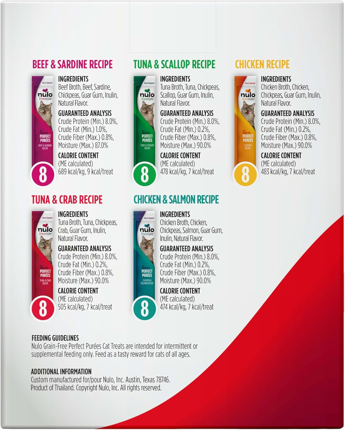 Nulo Freestyle Lickable Cat Treats - Perfect Purées Variety Pack, Squeezable Grain-Free Wet Cat Food Topper, High Moisture for Hydration, 40 X 0.5Oz