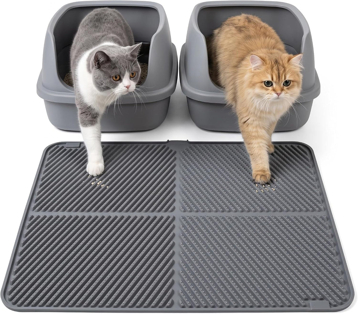 Cat Litter Mat, Silicone Waterproof, 30" X 23", Gray, Easy Clean