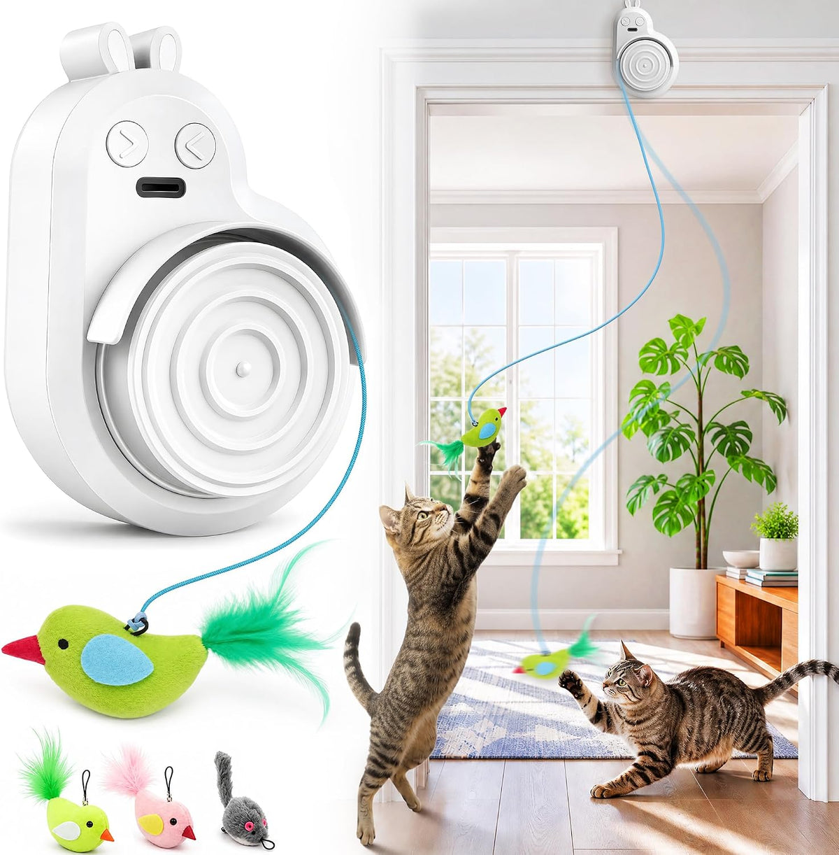Interactive Cat Toys for Indoor Cats - Automatic Flying Bird for Enrichment