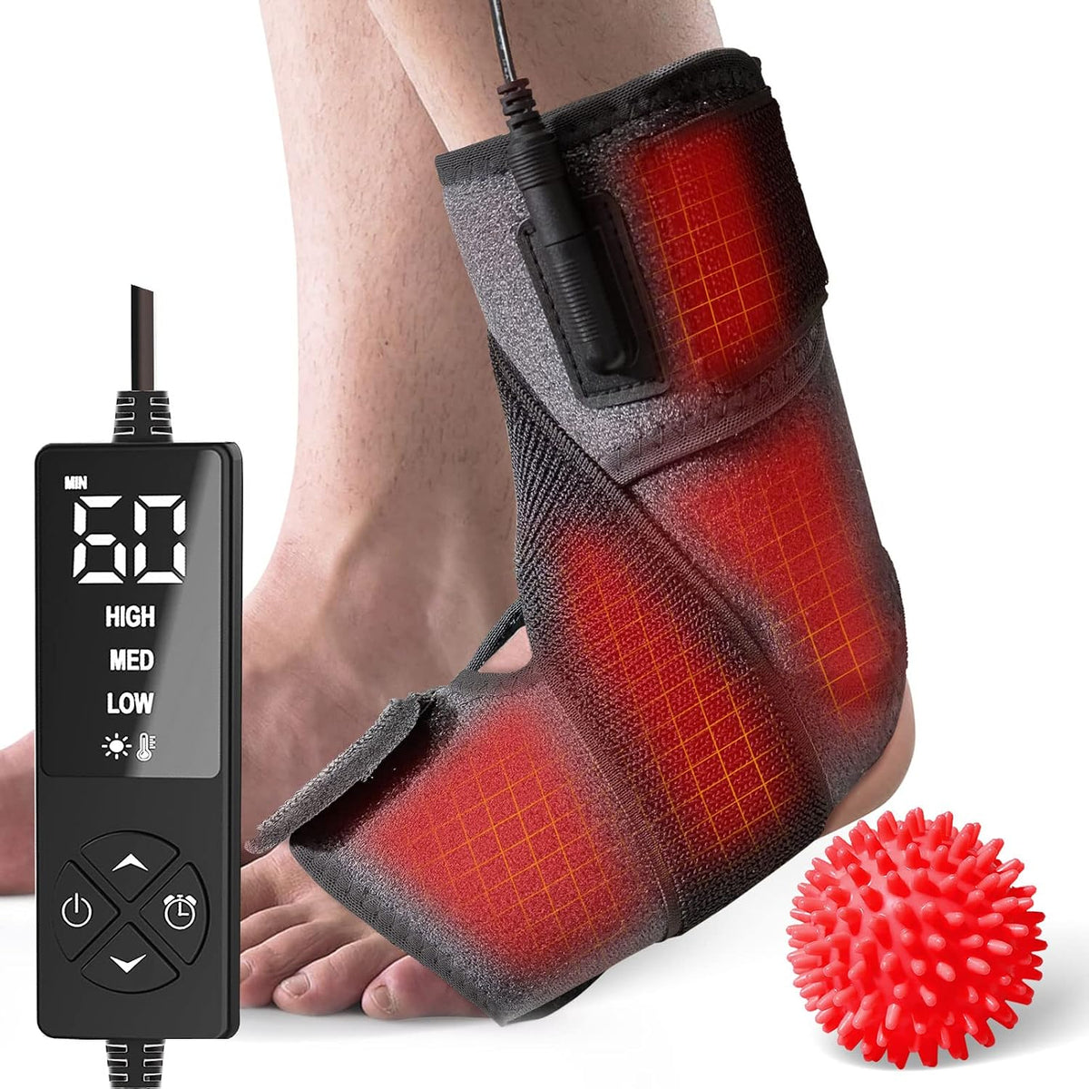 Sticro Foot Heating Pad for Ankle Achilles Heel with Massage Ball