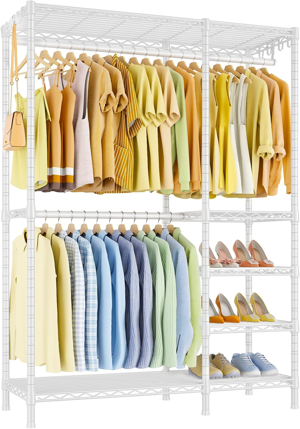 Ulif F2 Clothes Rack, 5 Tiers Heavy Duty Garment Rack Load 630Lbs, White