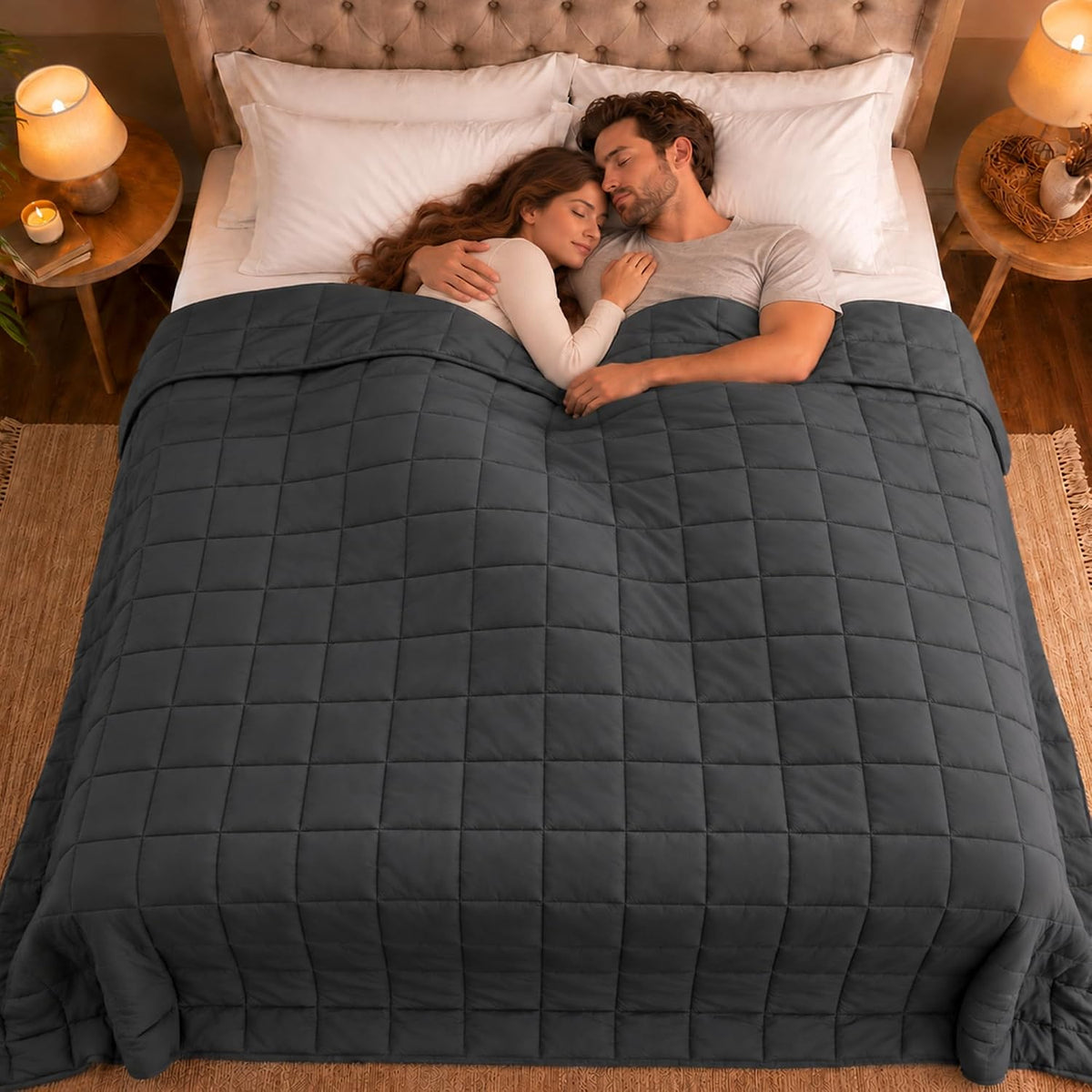 Weighted Blanket King Size 90X104 30Lbs Deep Sleep Dark Grey