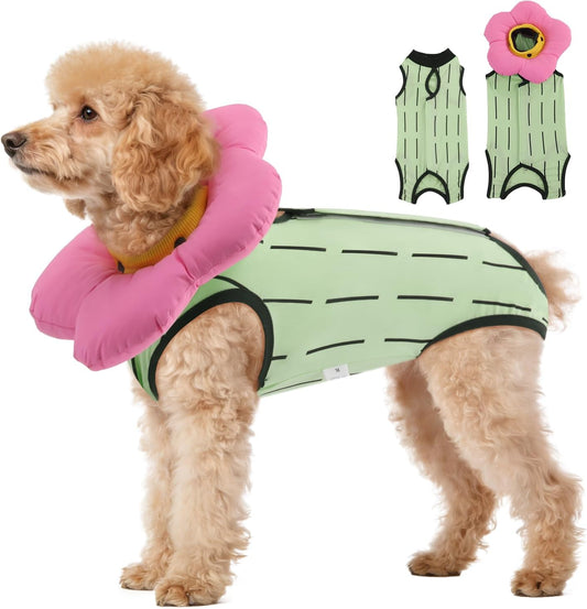 EMUST 2PCS Cat Recovery Suit, Breathable Surgery Suit for Dogs, 8-16Lb