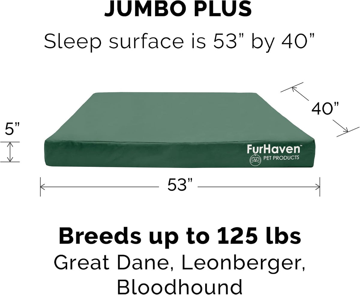 Furhaven Water-Resistant Cooling Gel Dog Bed for Large Dogs W/ Removable Washable Cover, for Dogs up to 125 Lbs - Indoor/Outdoor Logo Print Oxford Polycanvas Mattress - Forest, Jumbo Plus/Xxl