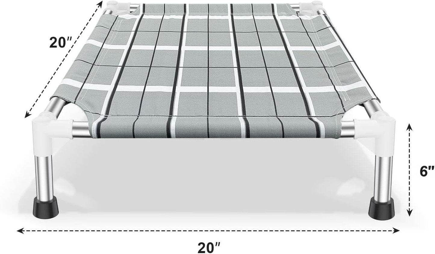 Elevated Raised Outdoor Dog Bed - Cooling Lifted outside Dogs Cot Bed with Non-Slip Feet Dog Hammock Bed with Stainless Steel Frame Portable Puppy Pet Bed for Indoor & Outdoor