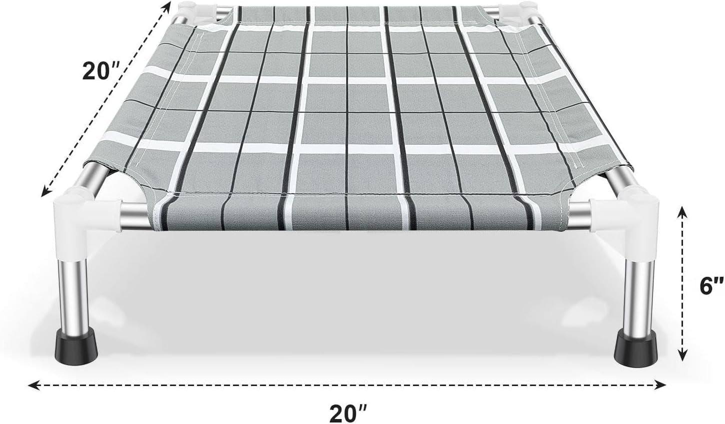 Elevated Raised Outdoor Dog Bed - Cooling Lifted outside Dogs Cot Bed with Non-Slip Feet Dog Hammock Bed with Stainless Steel Frame Portable Puppy Pet Bed for Indoor & Outdoor