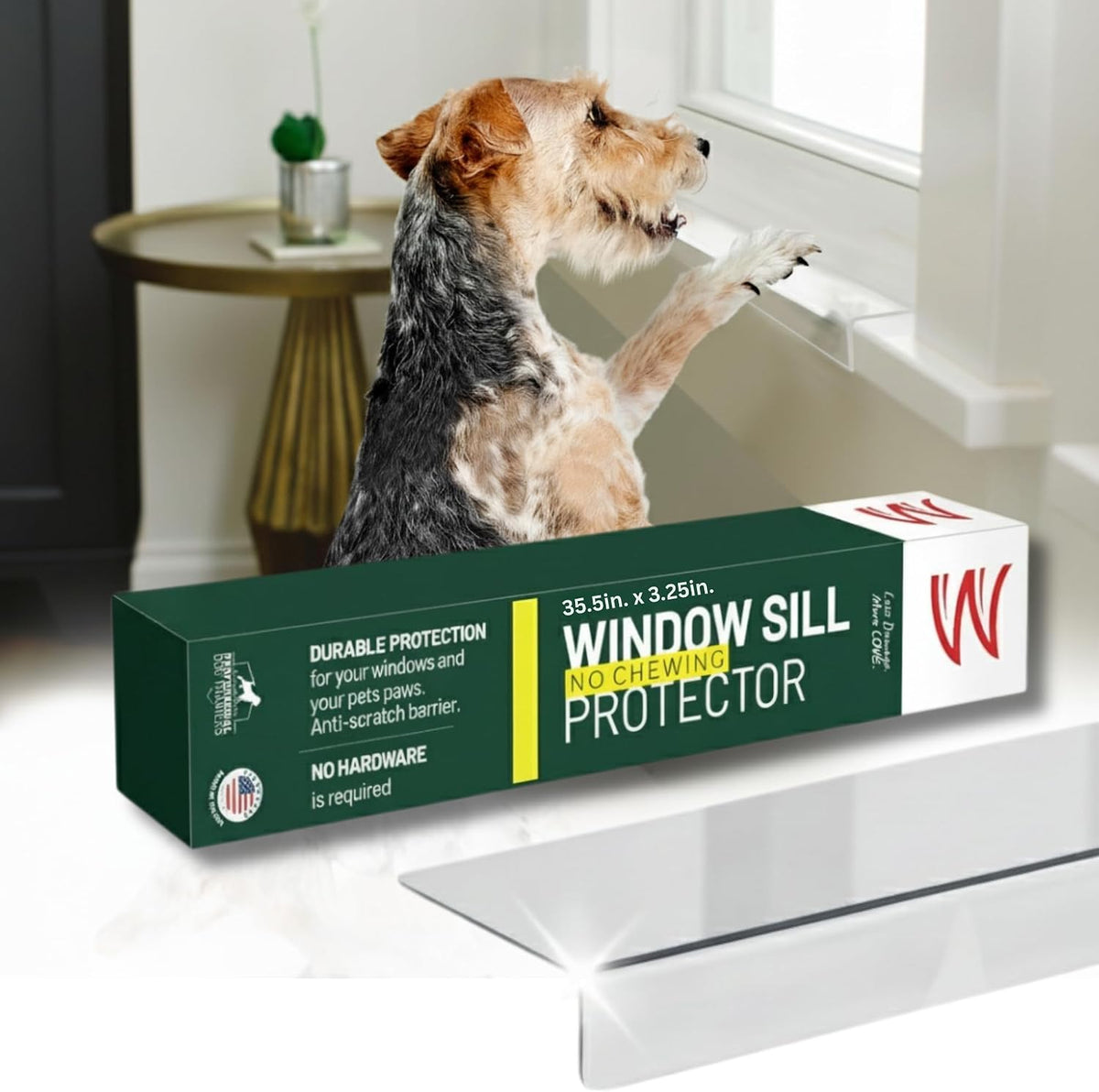 CLAWGUARD Window Sill Protector for Dogs and Cats, Clear, 35.5X3.25 In