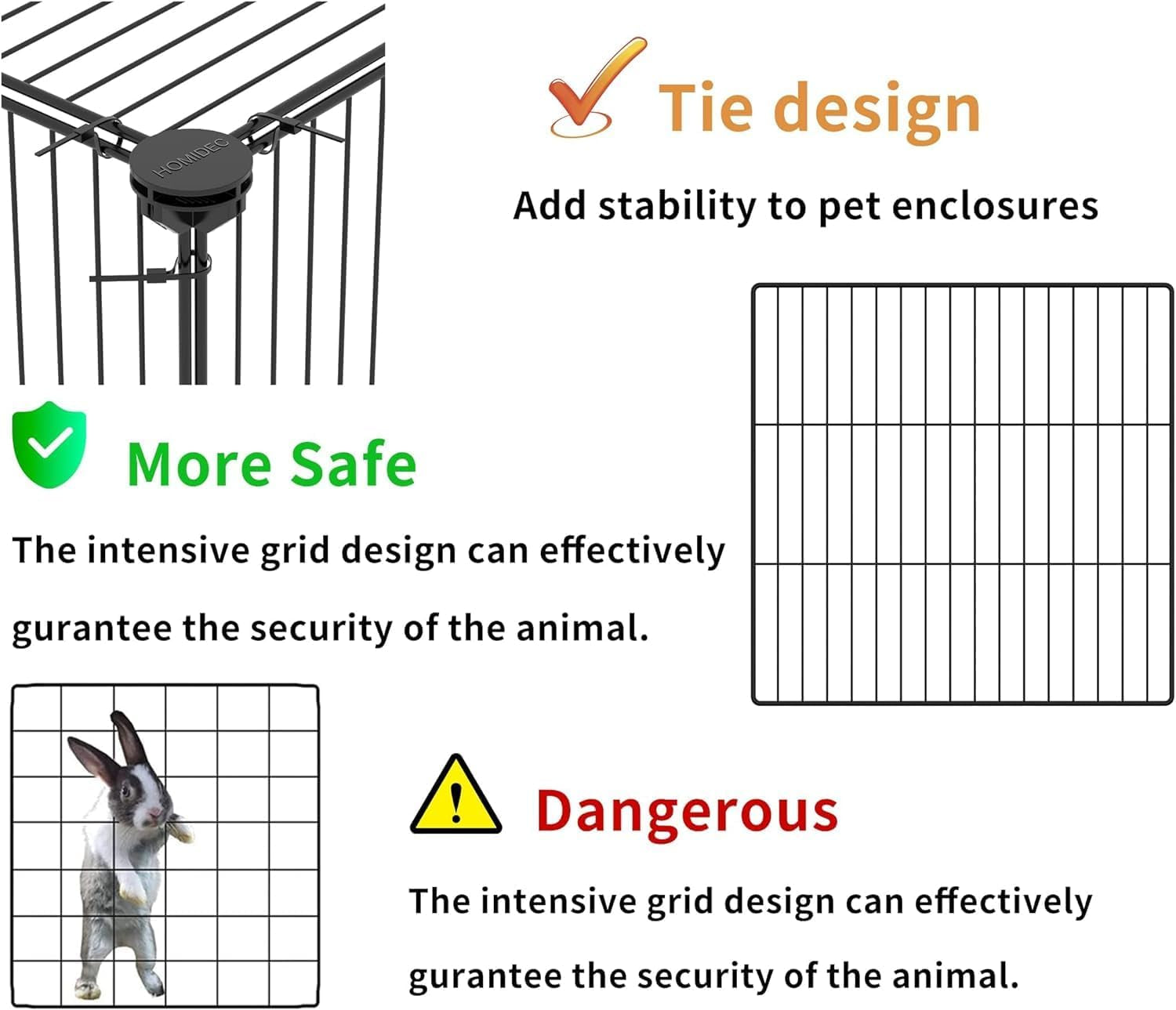 HOMIDEC Pet Playpen,Small Animals Cage DIY Wire Portable Yard Fence with Door for Indoor/Outdoor Use,Puppies,Kitties,Bunny,Turtle 48" X 24" X 16"