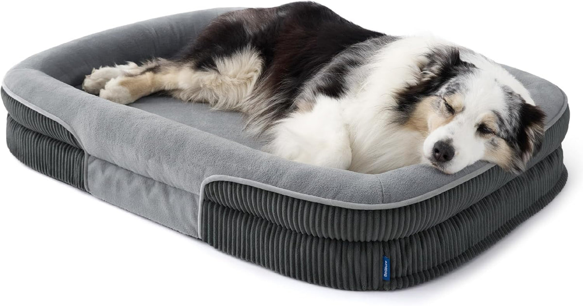 Bedsure Xlpro 360°Oval Bolster Orthopedic Dog Beds Large Sized Dog,45" Grey