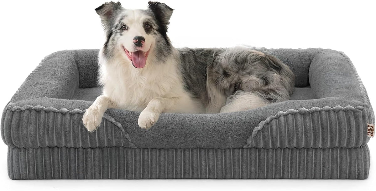 EHEYCIGA Orthopedic XL Dog Bed 42X30 Inch, Memory Foam Dog Couch, Grey