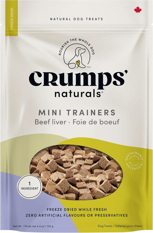 Crumps' Naturals Freeze Dried Beef Liver Mini Trainers, 4.4Oz, Dog Treats
