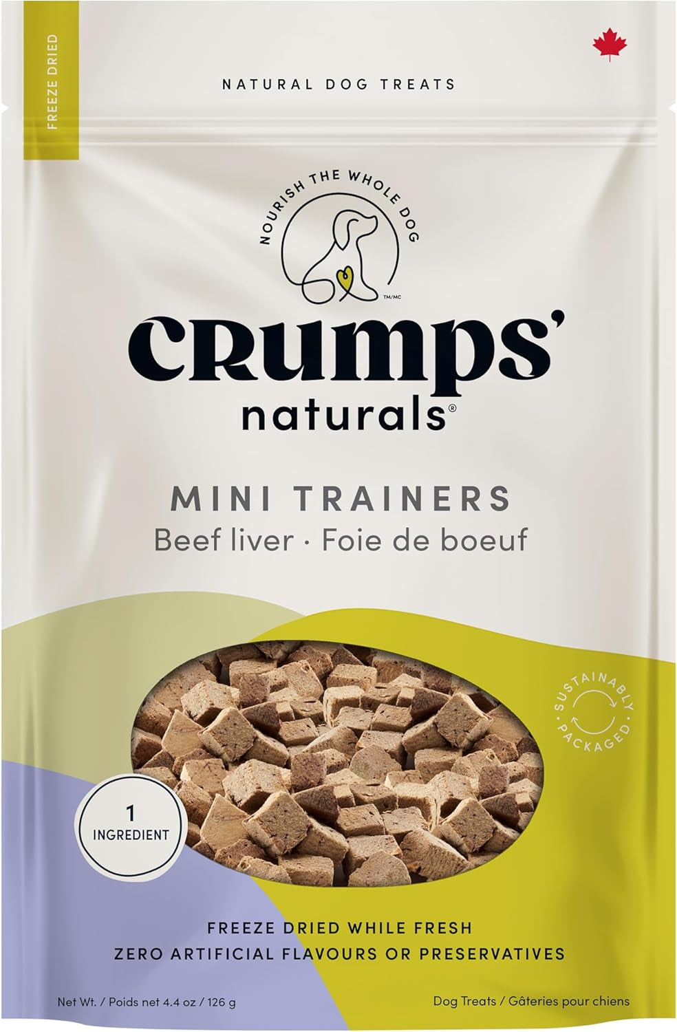 Crumps' Naturals Freeze Dried Beef Liver Mini Trainers, 4.4Oz, Dog Treats