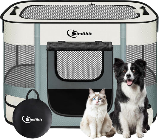 Siedihit 31" Dog Playpen,Cat Puppy Pen, Pet Portable Crate Indoor Outdoor