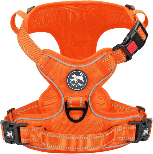 Poypet No Pull Dog Harness, Reflective Vest with 2 Leash Clips & Handle