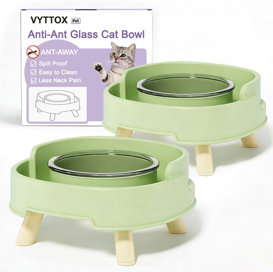 Ant Proof Cat Food Bowls, Elevated Pet Dish W/Deep anti Ant Moat Stand-G/2
